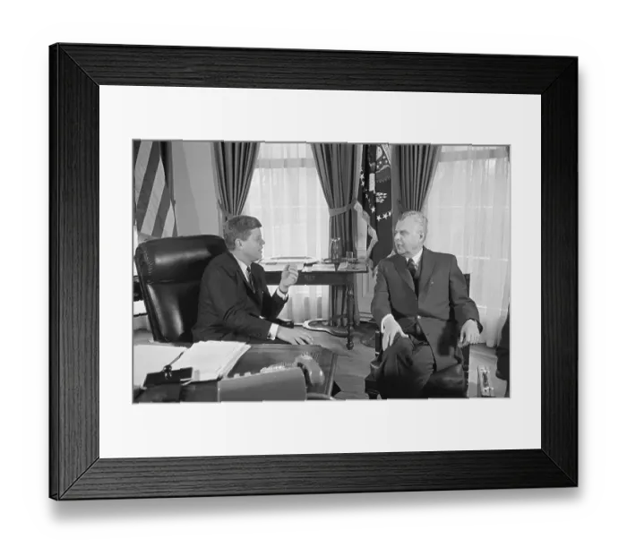 Framed Print : President Kennedy Talking with John Diefenbaker Framed Print : President Kennedy Talking with John Diefenbaker