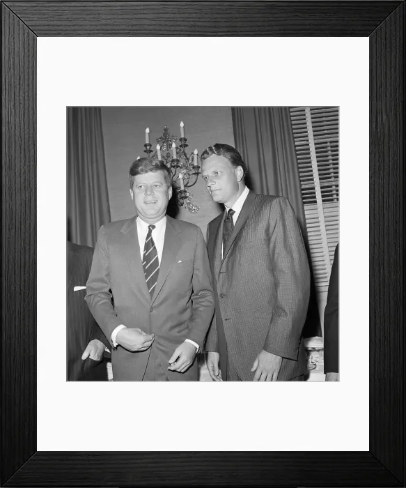 Framed Print : Evangelist Billy Graham and President Kennedy Framed Print : Evangelist Billy Graham and President Kennedy