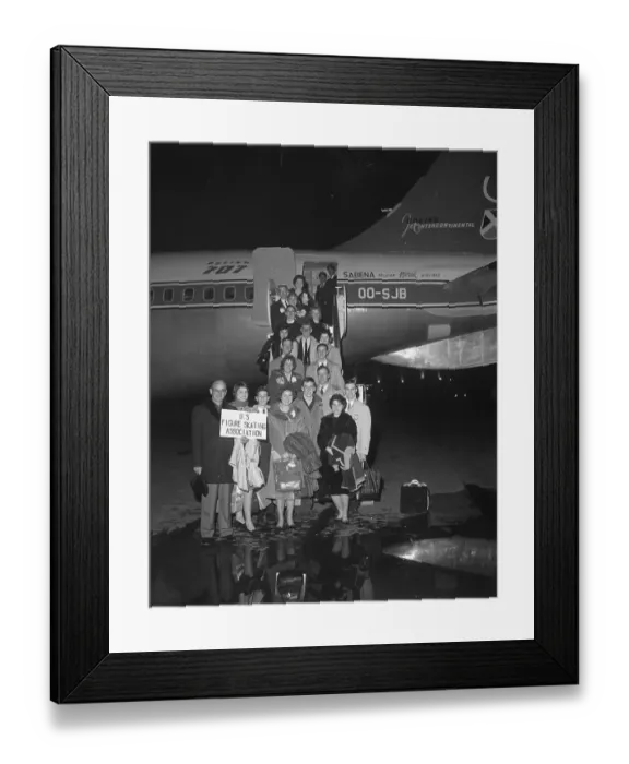 Framed Print : U.S. Skate Team as They Depart on Plane
