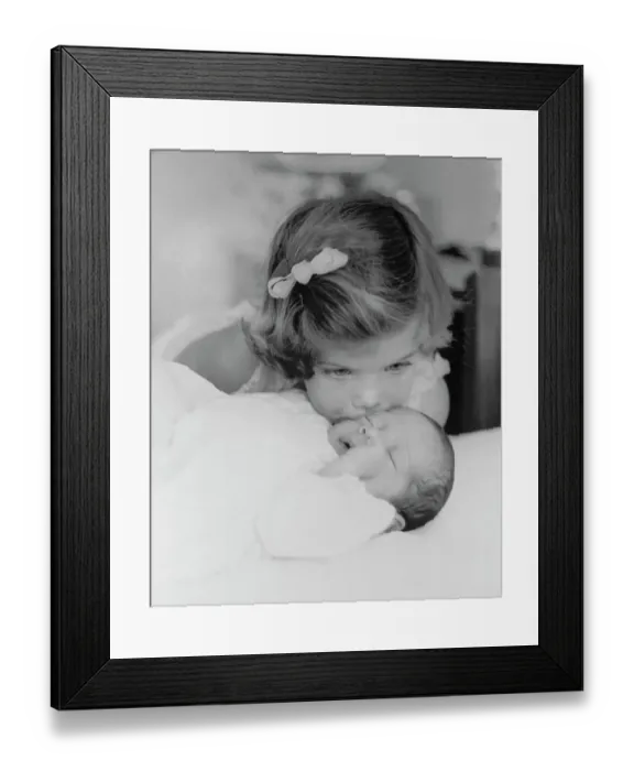 Framed Print : Caroline Kennedy Kissing Newborn JFK Jr