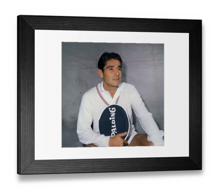 Framed Print : Panch Gonzales Holding Tennis Racket Framed Print : Panch Gonzales Holding Tennis Racket
