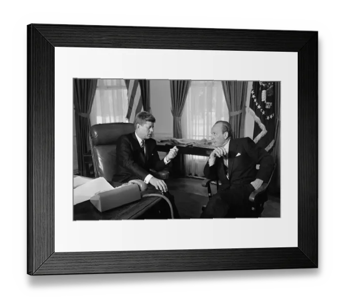 Framed Print : President John F. Kennedy Conferring with William Randolph Hearst, Jr Framed Print : President John F. Kennedy Conferring with William Randolph Hearst, Jr