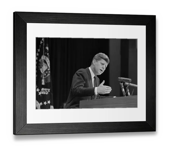 Framed Print : President John Kennedy at News Conference Framed Print : President John Kennedy at News Conference