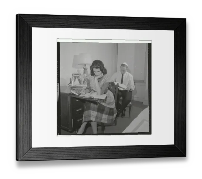 Framed Print : Joann and Walter Hulkower Studying at Home Framed Print : Joann and Walter Hulkower Studying at Home