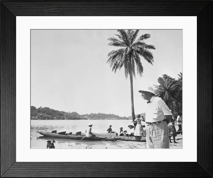 Framed Print : Explorer and Scientist Albert Schweitzer Pausing on Shore of Gabon Framed Print : Explorer and Scientist Albert Schweitzer Pausing on Shore of Gabon