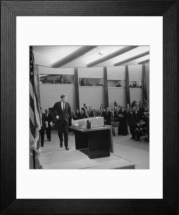 Framed Print : President Kennedy in New State Department Auditorium Framed Print : President Kennedy in New State Department Auditorium