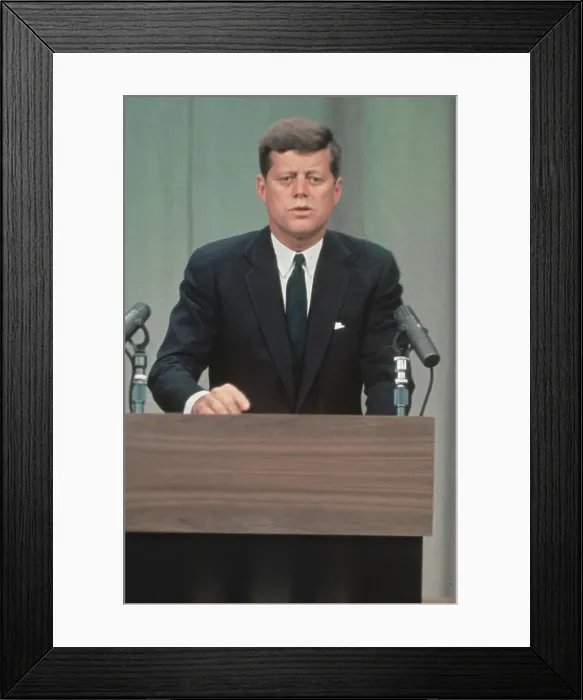 Framed Print : President John F. Kennedy Speaking to Press Framed Print : President John F. Kennedy Speaking to Press