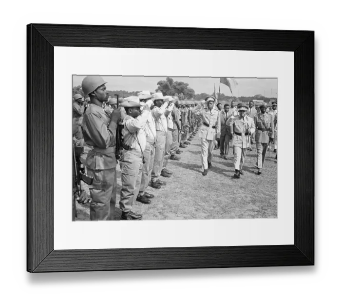 Framed Print : Mobutu &Pres. Kasavubu Review Troops Framed Print : Mobutu &Pres. Kasavubu Review Troops