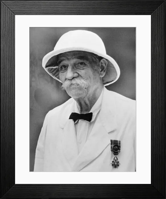 Framed Print : Portrait of Albert Schweitzer Wearing Safari Hat Framed Print : Portrait of Albert Schweitzer Wearing Safari Hat