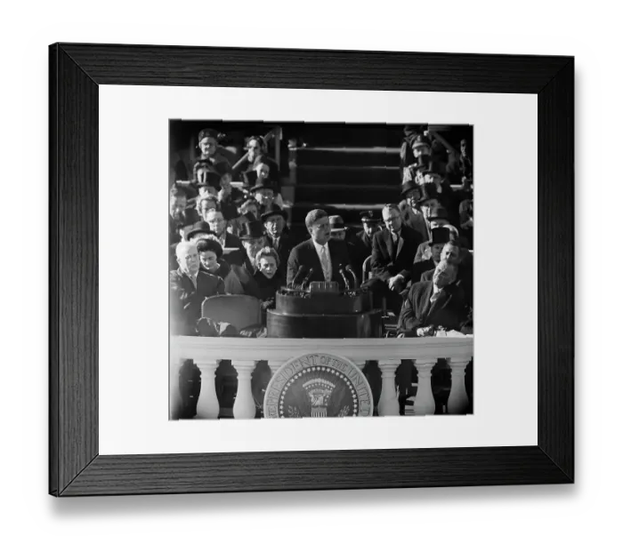 Framed Print : President Kennedy Delivering Inauguration Speech Framed Print : President Kennedy Delivering Inauguration Speech