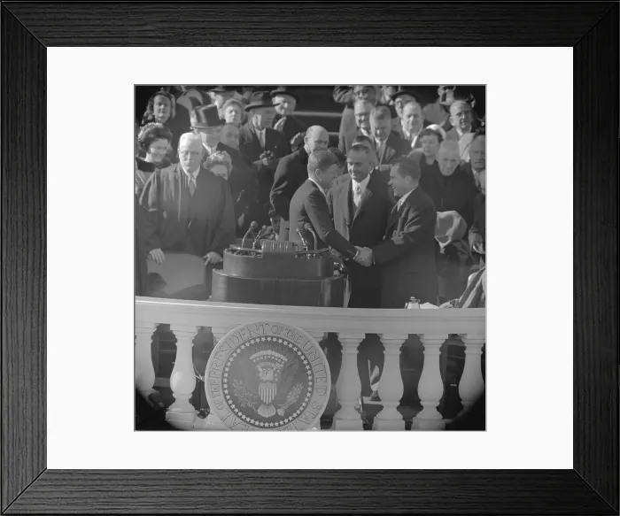 Framed Print : Richard Nixon Congratulating John Kennedy at Inauguration Framed Print : Richard Nixon Congratulating John Kennedy at Inauguration