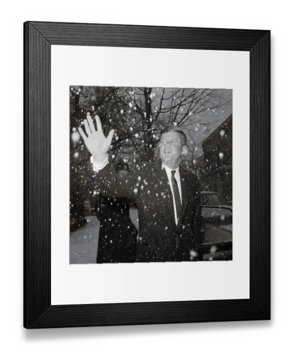 Framed Print : President-elect Kennedy in Snow Framed Print : President-elect Kennedy in Snow