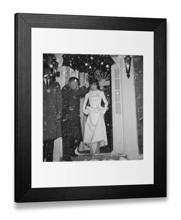 Framed Print : Jacqueline Kennedy Stepping Out Into Snow Framed Print : Jacqueline Kennedy Stepping Out Into Snow