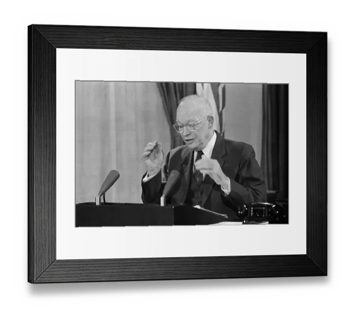 Framed Print : President Eisenhower Speaks at Podium Framed Print : President Eisenhower Speaks at Podium