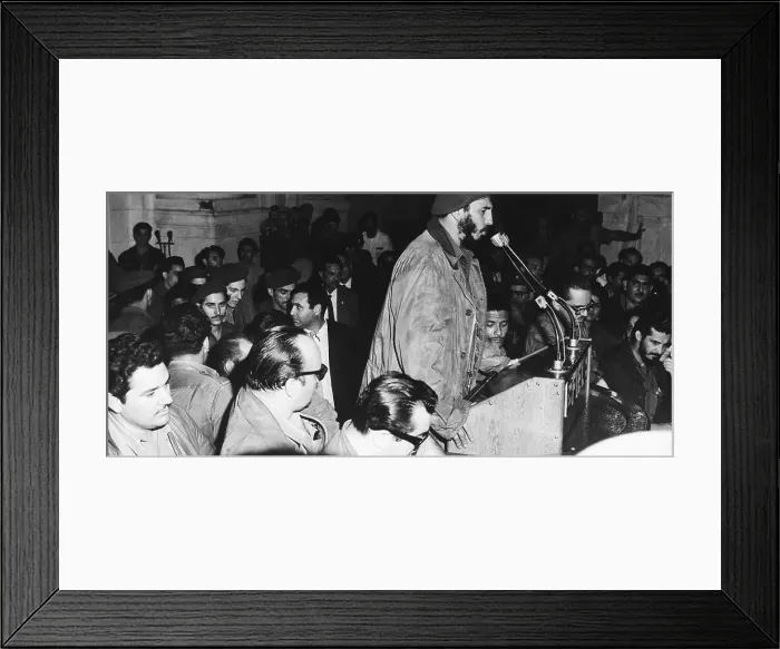 Framed Print : Uniformed Fidel Castro at Podium Framed Print : Uniformed Fidel Castro at Podium