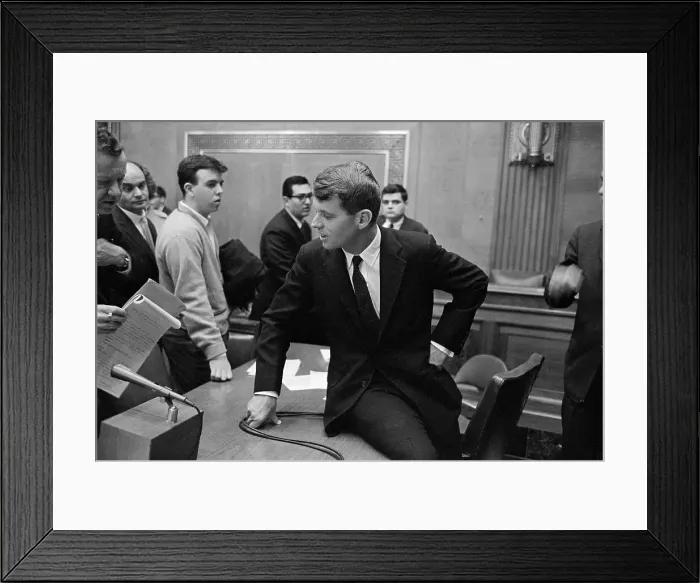 Framed Print : Robert F. Kennedy Sitting on Table During His Nomination Confirmation Framed Print : Robert F. Kennedy Sitting on Table During His Nomination Confirmation