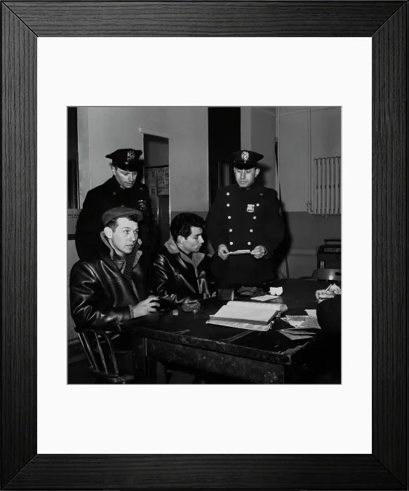 Framed Print : Police Officers With Arrested Men Framed Print : Police Officers With Arrested Men