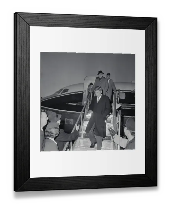 Framed Print : John F. Kennedy on Airplane Steps Framed Print : John F. Kennedy on Airplane Steps