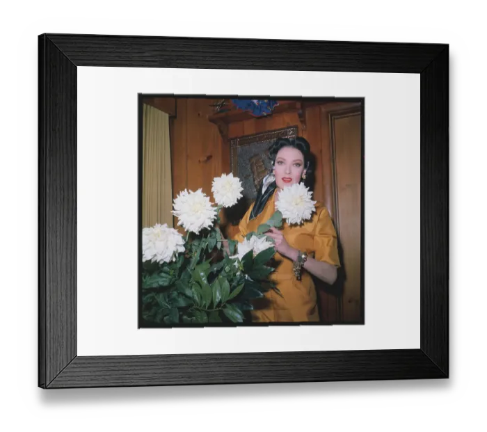 Framed Print : Actress Linda Darnell with Large White Flowers