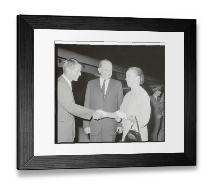 Framed Print : Mrs. Dean Rusk Shaking Hands With Robert Kennedy