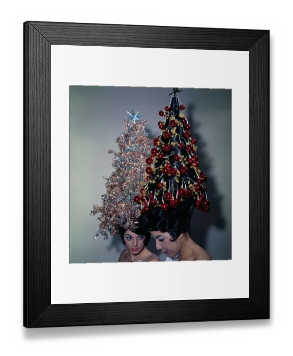 Framed Print : Women Modeling Festive Christmas Hairdos Framed Print : Women Modeling Festive Christmas Hairdos