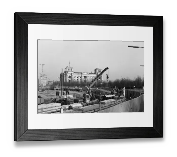 Framed Print : Workers on German Wall Structure Framed Print : Workers on German Wall Structure