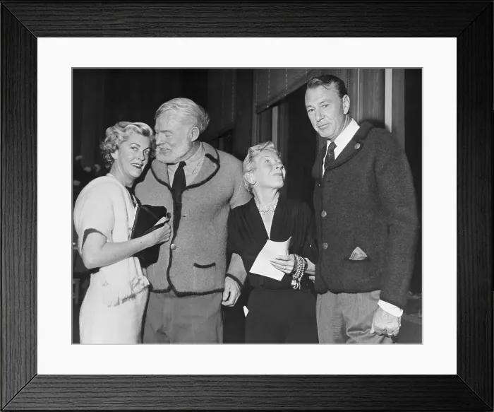 Framed Print : Ernest Hemingway and Gary Cooper with Their Wives Framed Print : Ernest Hemingway and Gary Cooper with Their Wives
