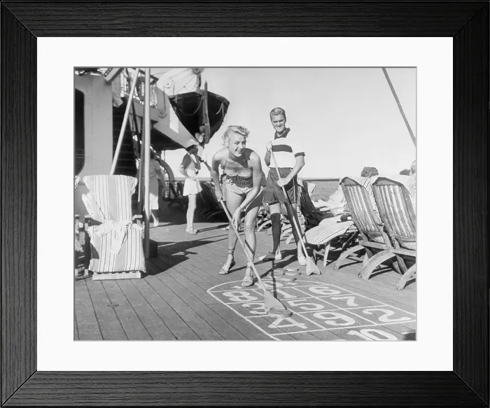 Framed Print : Cruise Passengers Playing Shuffleboard Framed Print : Cruise Passengers Playing Shuffleboard