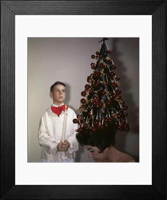 Framed Print : Woman Modeling a Festive Hairdo Framed Print : Woman Modeling a Festive Hairdo