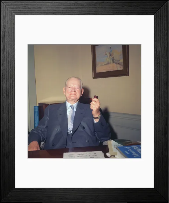 Framed Print : Herbert Hoover Holding a Pipe Framed Print : Herbert Hoover Holding a Pipe