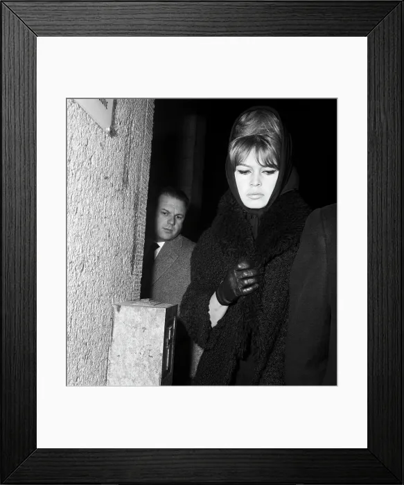 Framed Print : Brigitte Bardot Wearing Black Scarf at Funeral Framed Print : Brigitte Bardot Wearing Black Scarf at Funeral