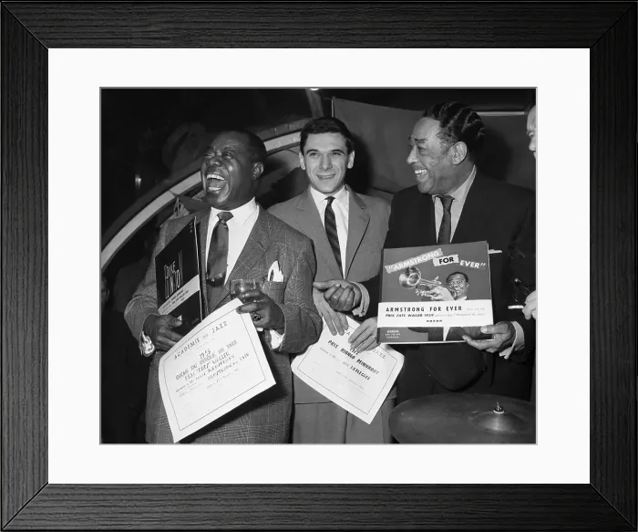 Framed Print : Louis Armstrong with Rene Urtregger and Duke Ellington Framed Print : Louis Armstrong with Rene Urtregger and Duke Ellington