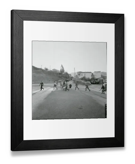 Framed Print : Moslem Citizens and Soldiers Crossing Road Framed Print : Moslem Citizens and Soldiers Crossing Road