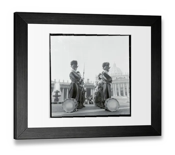 Framed Print : Two drummers beside Swiss Guards
