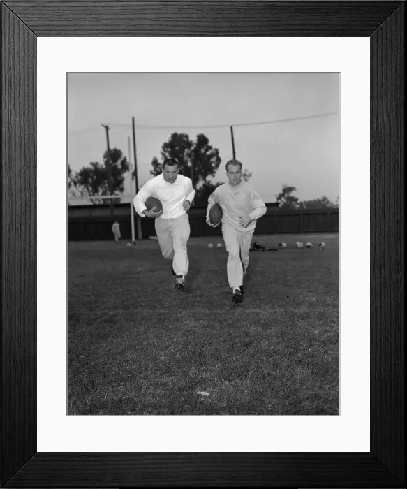 Framed Print : Football Players Practicing in California Framed Print : Football Players Practicing in California