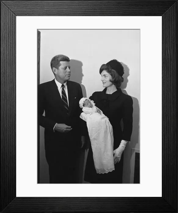 Framed Print : John and Jacqueline Kennedy with Newborn John, Jr Framed Print : John and Jacqueline Kennedy with Newborn John, Jr