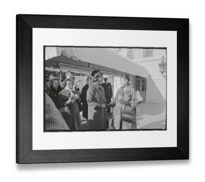Framed Print : Jacqueline Kennedy Being Greeted by Mamie Eisenhower Framed Print : Jacqueline Kennedy Being Greeted by Mamie Eisenhower