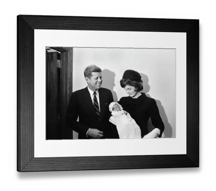 Framed Print : John and Jackie Kennedy with John Jr During Christening Framed Print : John and Jackie Kennedy with John Jr During Christening