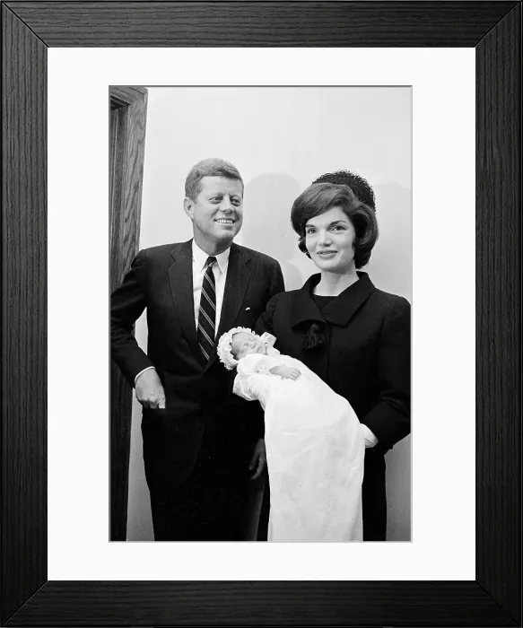 Framed Print : John and Jackie Kennedy with John Jr During Christening Framed Print : John and Jackie Kennedy with John Jr During Christening