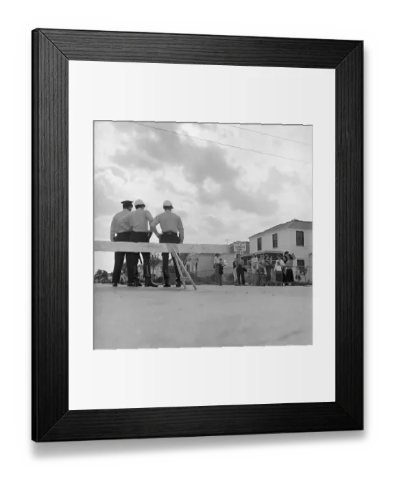 Framed Print : Roadblock Near Desegregation Protesters