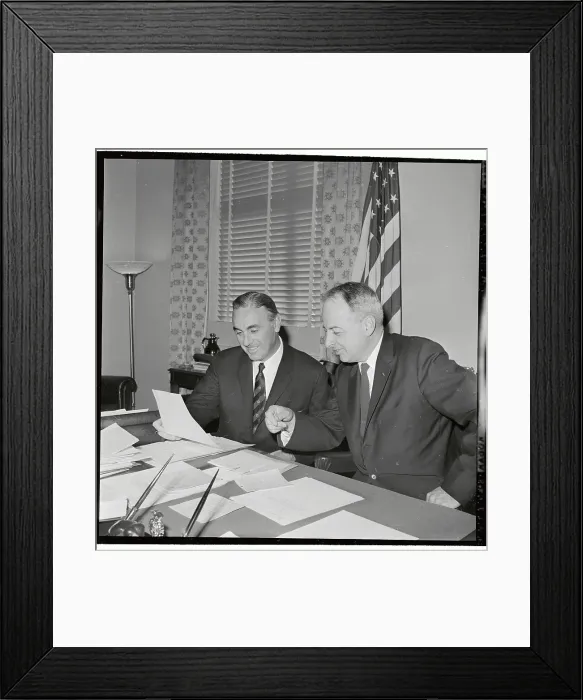 Framed Print : Arthur S. Fleming Sitting at Table with Abraham A. Ribicoff Framed Print : Arthur S. Fleming Sitting at Table with Abraham A. Ribicoff
