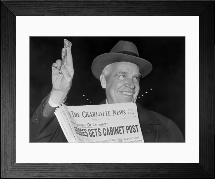 Framed Print : Governor Luther Hodges with Paper Framed Print : Governor Luther Hodges with Paper