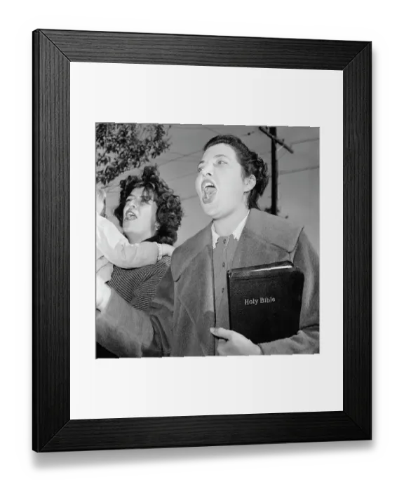 Framed Print : Segregationist Yelling and Holding Bible Framed Print : Segregationist Yelling and Holding Bible