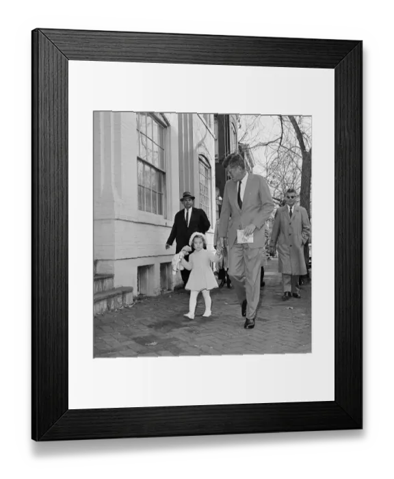 Framed Print : John F Kennedy Walking with Daughter Caroline Framed Print : John F Kennedy Walking with Daughter Caroline