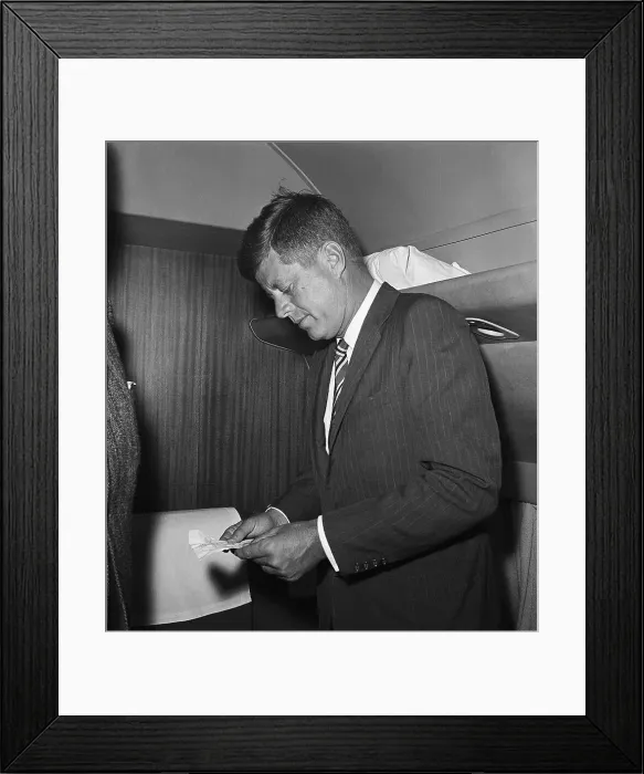 Framed Print : President John F. Kennedy Reading a Note Framed Print : President John F. Kennedy Reading a Note
