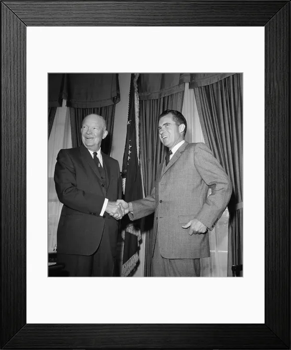 Framed Print : Dwight D. Eisenhower and Richard Nixon Shaking Hands Framed Print : Dwight D. Eisenhower and Richard Nixon Shaking Hands