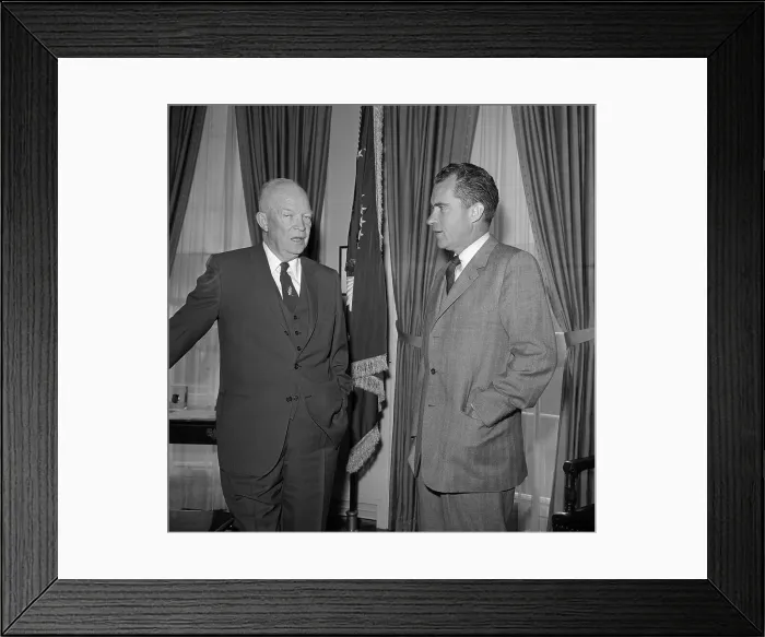 Framed Print : Richard Nixon and Dwight d. Eisenhower Conversing Together Framed Print : Richard Nixon and Dwight d. Eisenhower Conversing Together