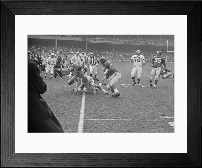 Framed Print : Frank Gifford Forced out of Bounds Framed Print : Frank Gifford Forced out of Bounds