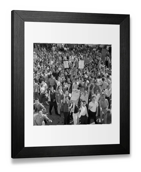 Framed Print : Crowd Protesting Desegregation at School Framed Print : Crowd Protesting Desegregation at School