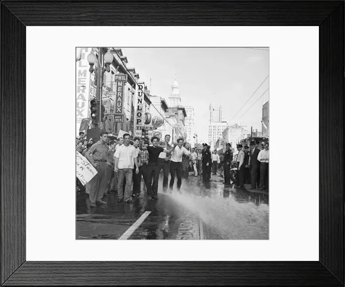 Framed Print : Protesters Being Sprayed With Fire Hose Framed Print : Protesters Being Sprayed With Fire Hose